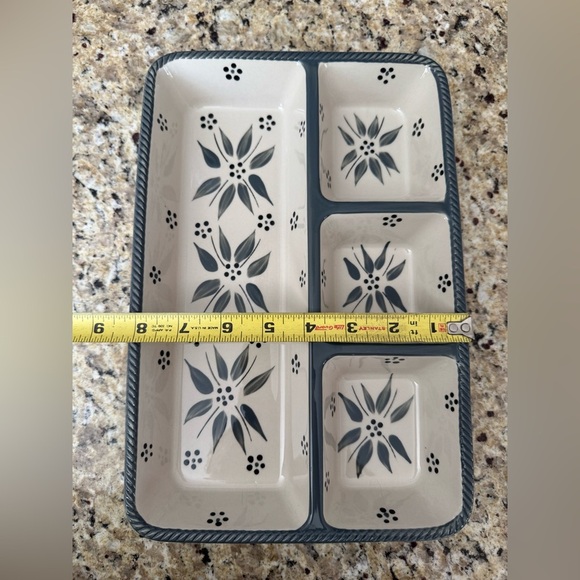 Temptations qold world grey Serving Tray Set stoneware no flaws 12x8 - Picture 2 of 4